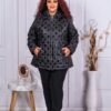 Geaca usoara maxi cu imprimeu buline-negru cod 61853
