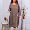 Rochie maxi sport-elegant din catifea reiata-moca cod 9859-2