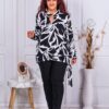 Camasa eleganta maxi cu imprimeu negru/alb cod 22054-2