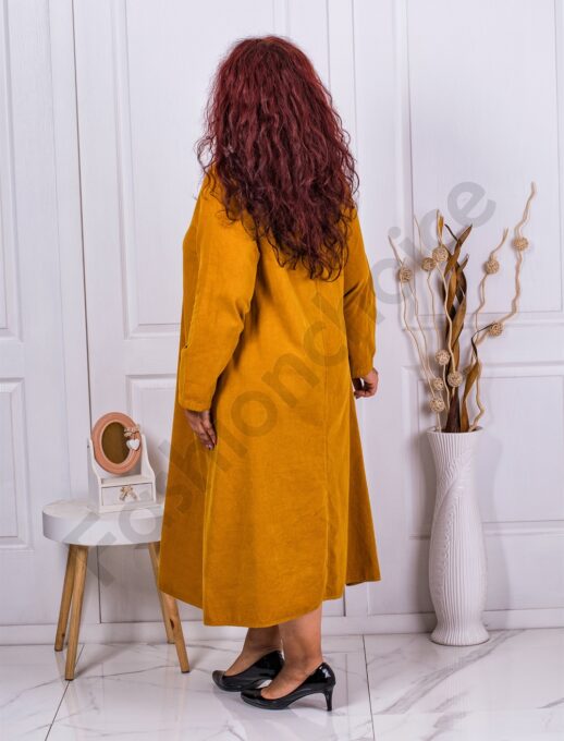 Rochie maxi din catifea reiata si decolteu in forma V-camel cod 10341-2