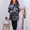 Geaca maxi cu imprimeu in degrade-negru/alb cod 61982