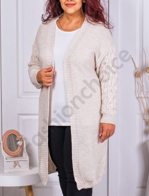 Cardigan lung pentru maxi dame-capucino cod 23014-2