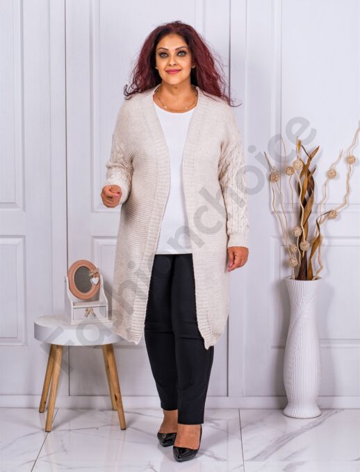Cardigan lung pentru maxi dame-capucino cod 23014-2