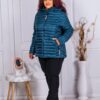 Geaca maxi eleganta cu gluga Fashion-petrol cod 2312-3