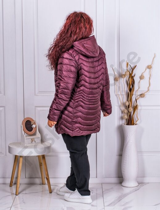 Geaca maxi pentru dama de lungime medie-marsala cod 2318-3