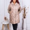 Geaca eleganta maxi cu maneci tricotate-capucino cod 71284