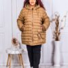 Geaca maxi cu gluga si fermoare pe maneci-camel cod 61924-1