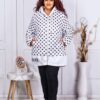 Geaca eleganta maxi cu imprimeu buline-alb cod 62063-1