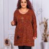 Tunica maxi tricotata cu melanj multicolor-caramiziu cod 9903-5