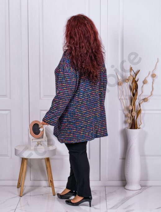 Tunica maxi tricotata cu melanj multicolor-albastru cod 9903-4