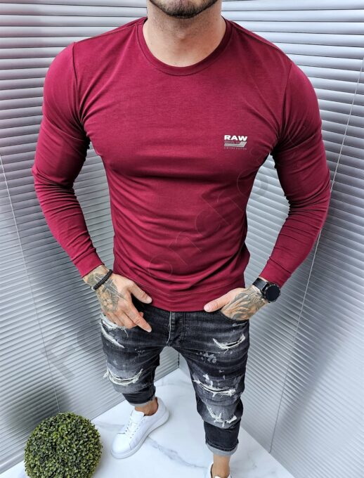 Bluza pentru barbati cu inscris Raw-bordo cod 232009-1