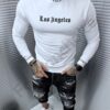 Bluza barbati cu inscris Los Angeles in fata si spate-alb cod 2339-14