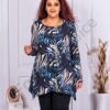 Tunica maxi din angora cu figuri abstracte-petrol cod 21018-1
