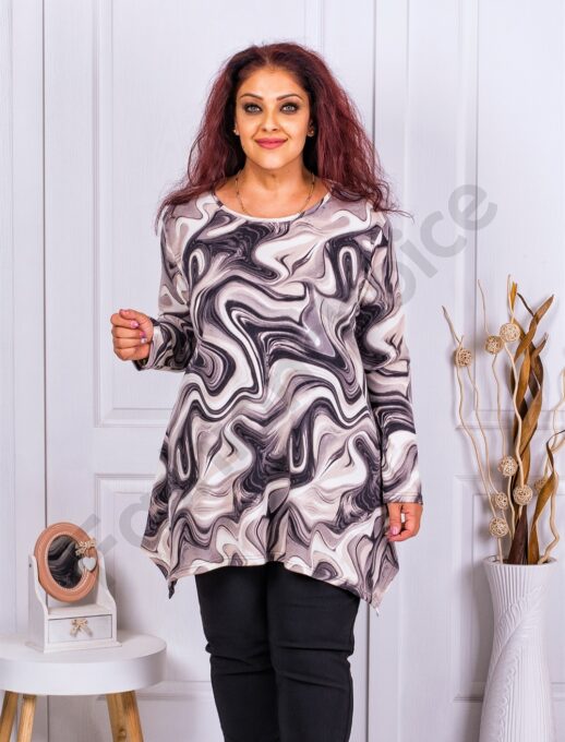 Tunica maxi din angora cu figuri abstracte cod 21018
