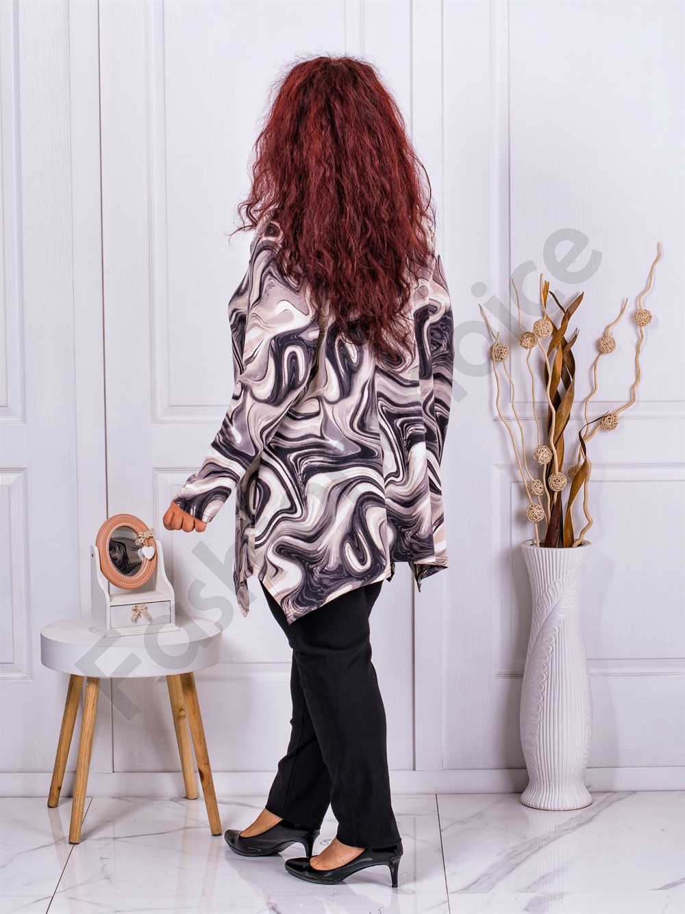 Tunica maxi din angora cu figuri abstracte cod 21018