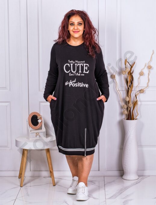 Rochie sport-elegant cu inscris Cute cod 1380-1