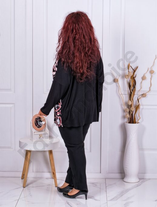 Tunica maxi cu imprimeu floral si pietricele discrete-bordo cod 1550