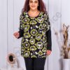 Tunica maxi cu imprimeu floral si pietricele discrete-verde cod 1550-1