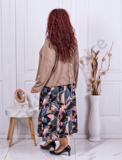 Set elegant din rochie in clos si sacou in culoare macchiato cod 23041-3
