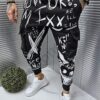 Pantalon gros pentru barbati cu inscrisuri-negru cod 9950