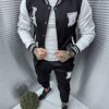 Compleu sport pentru barbati cu geaca baseball si aplicatii-negru cod 2322