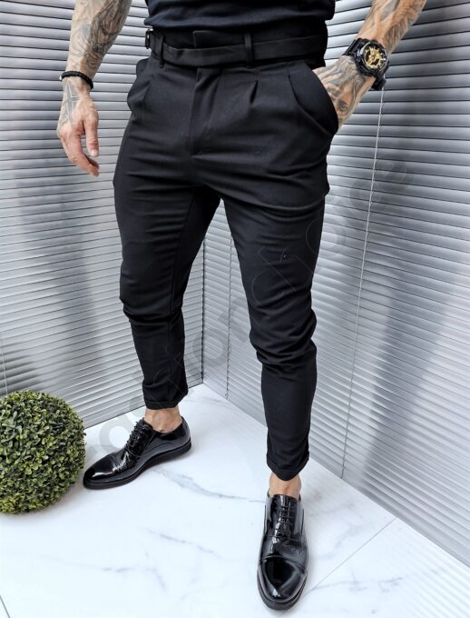 Pantalon elegant pentru barbati cu curea in talie cod 1221