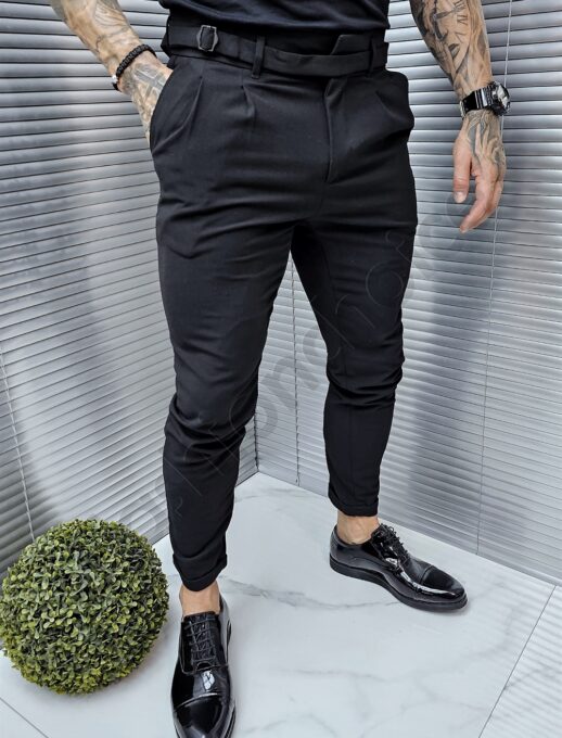 Pantalon elegant pentru barbati cu curea in talie cod 1221