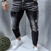 Blugi barbati cu efect prespalat si usor zgariat-negru cod 7126