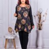 Tunica maxi in clos din angora cu cercuri multicolor-mustar cod 23114