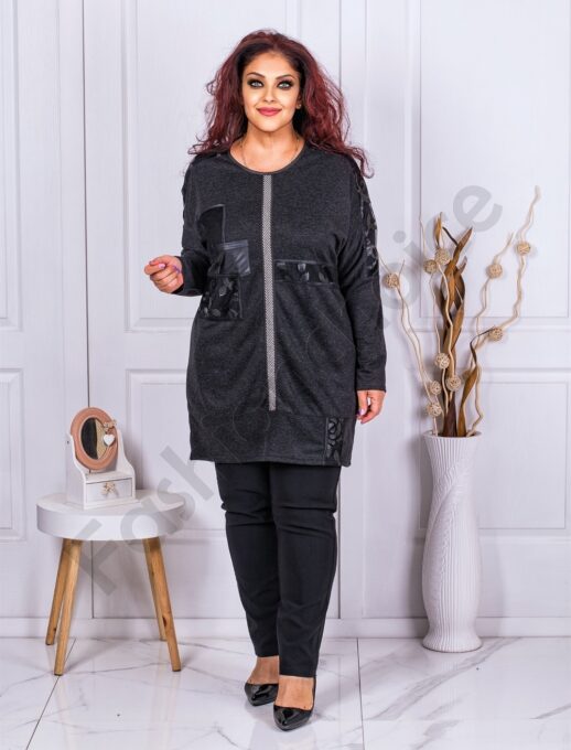 Tunica maxi in combinatie cu tull-negru cod 1389