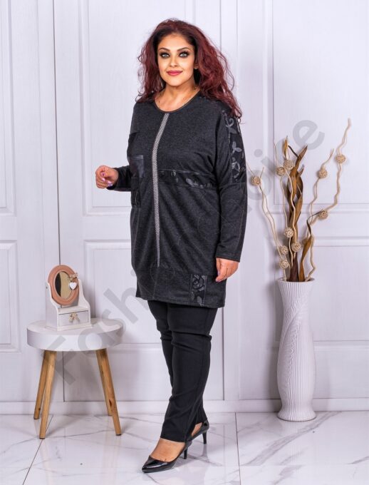Tunica maxi in combinatie cu tull-negru cod 1389