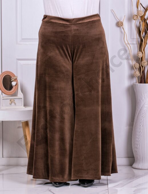 Fusta-pantalon maxi din plus-cafea cod 5359-4
