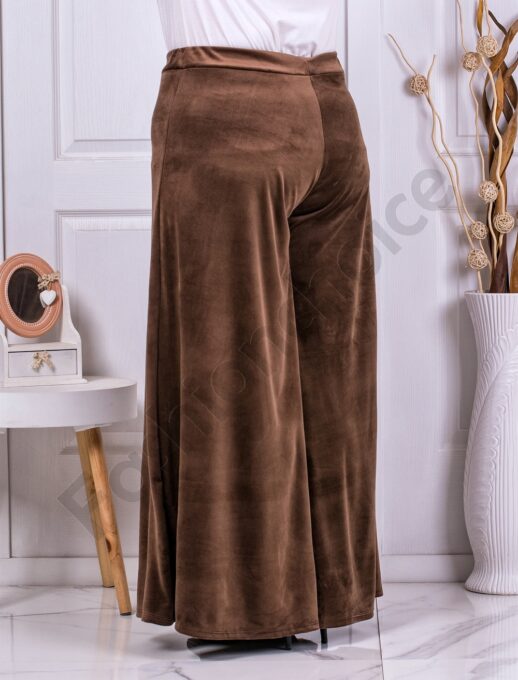 Fusta-pantalon maxi din plus-cafea cod 5359-4