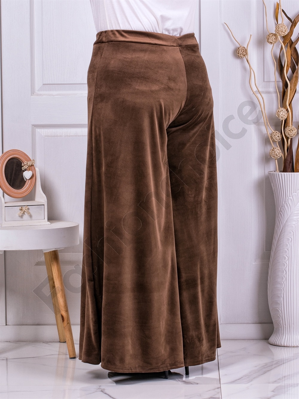 Fusta-pantalon maxi din plus-cafea cod 5359-4