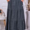 Fusta maxi sport-elegant din catifea reiata cu volane-gri cod 3160-2