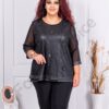 Bluza maxi din tull si lame-negru cod 1150