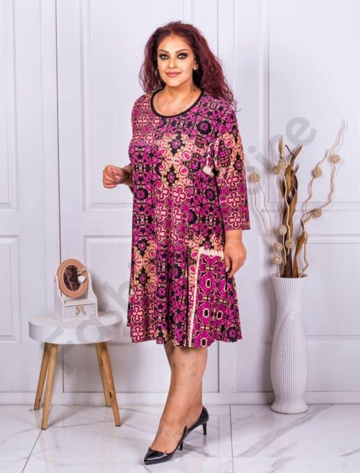 Rochie maxi eleganta cu motive-mov cod 1728-4