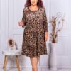 Rochie maxi eleganta cu print multicolor-maro cod 1728-3