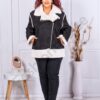 Geaca maxi din nubuc eco cu blana eco-negru cod 0118