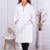 Palton maxi lung din eco blana cu rever-alb cod 0113-1