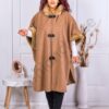 Pelerina maxi lunga cu blana eco pe gluga-camel cod 9616-1