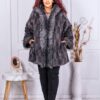 Palton maxi elegant cu blana eco-antracit cod 9055-2