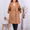 Palton modern maxi cu maneci tricotate-camel cod 9614
