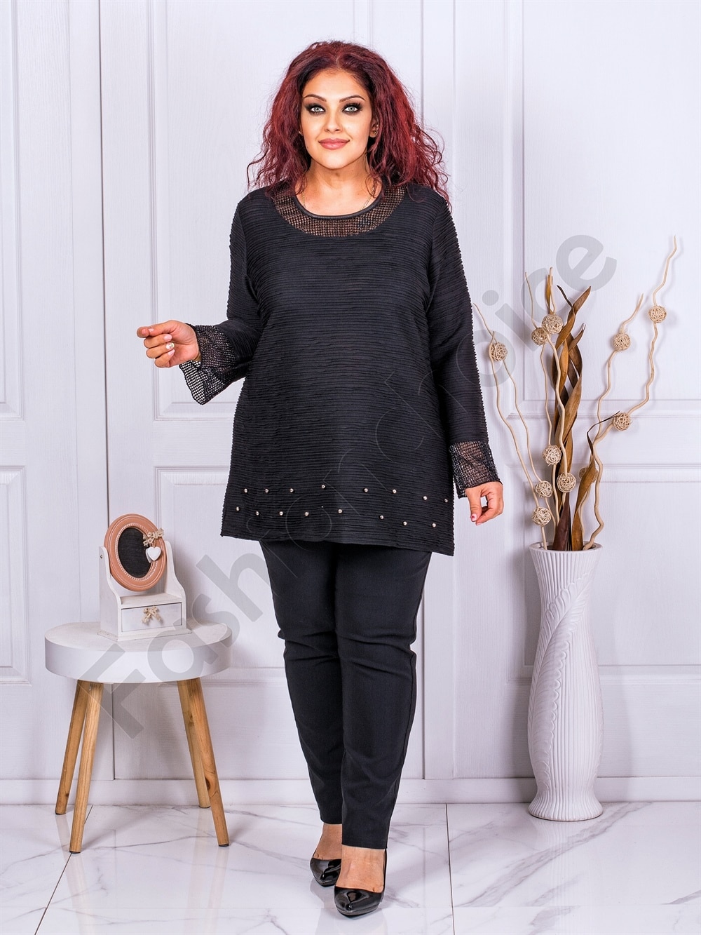Tunica maxi cu decoratie din perle cod 1060