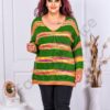 Tunica maxi tricotata cu dungi multicolor-verde cod 23069-3