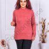 Bluza maxi tricotata cu guler la baza gatului-roz cod 817-11
