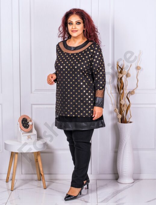Tunica maxi cu accente din tull si buline aurii cod 1309-6