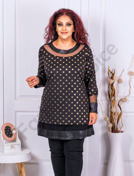 Tunica maxi cu accente din tull si buline aurii cod 1309-6