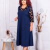 Rochie maxi in cloș cu tull-albastru cod 23345-3