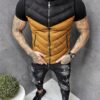 Vesta barbati din catifea cu guler inalt-negru/camel cod 2330
